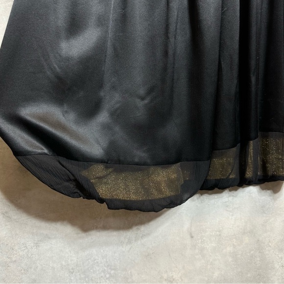 BCBGMAXAZRIA Dress Women’s Size 2 Silk studs Halter Mini Black lined Golden - Picture 6 of 16